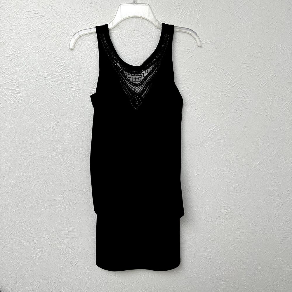 Laundry by Shelli Segal Sleeveless Black Dress with Beaded Neckline
